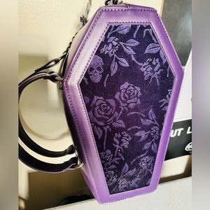 Killstar purple velvet rose coffin purse.